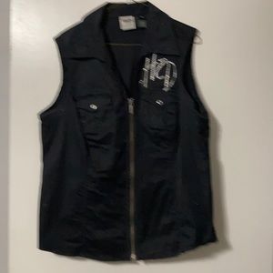 Harley Davidson zip front sleeveless top size 1W